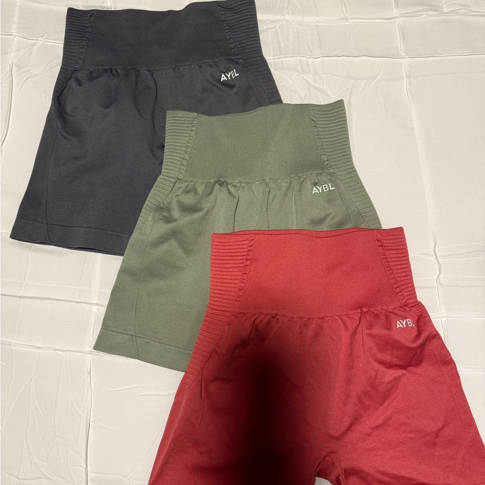 AYBL gym shorts Charcoal, Olive, and Crimson SIZE S